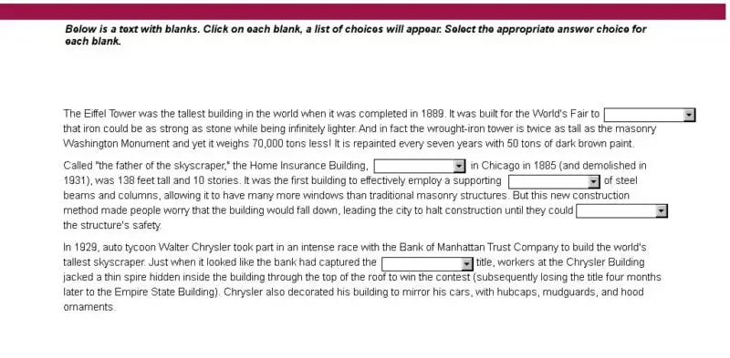 reading and writing: fill in the blanks pte exam format