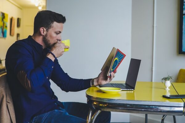 a man reading a book