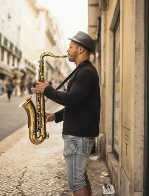 man playing saxophone