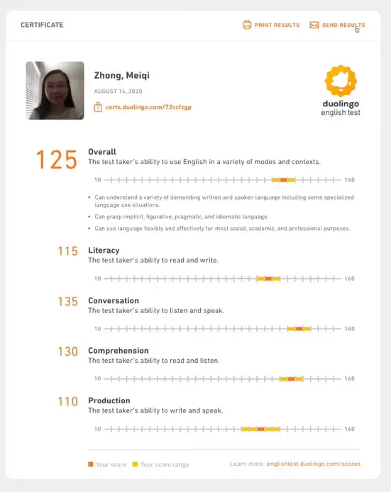 submit duolingo english test score to university